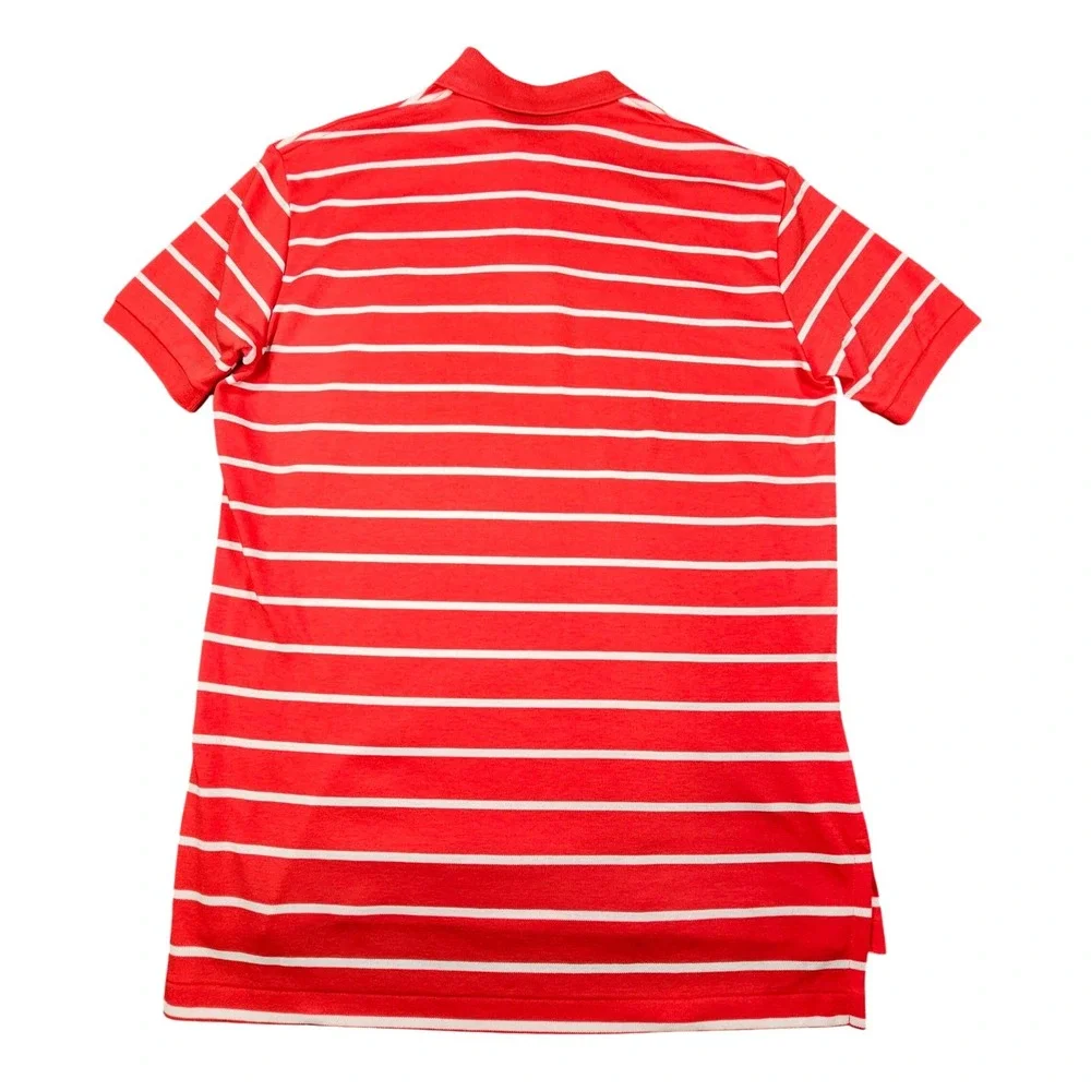 Polo Ralph Lauren Shirt Men Medium Red White Striped Custom Slim Performance